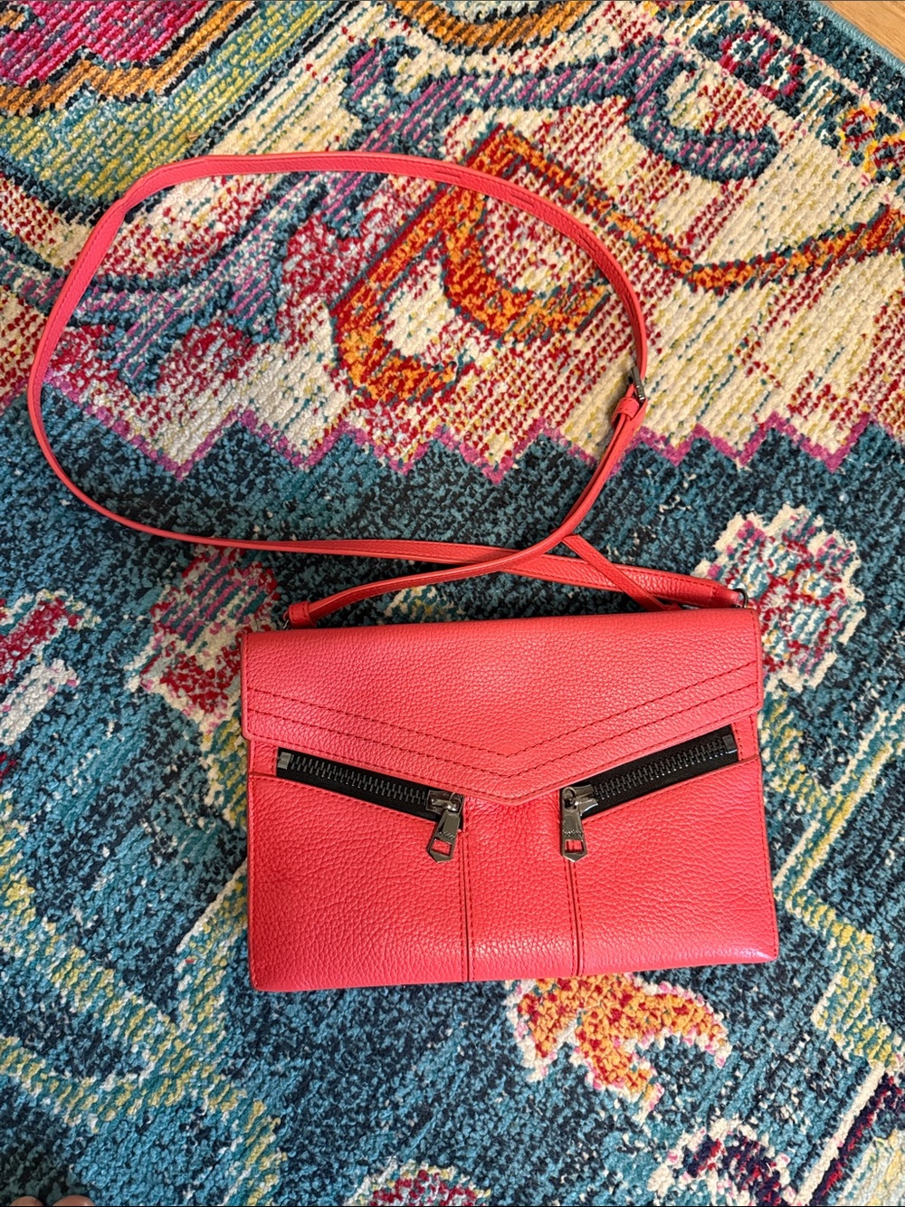 Botkier Coral Pink Pebbled Leather Crossbody Bag